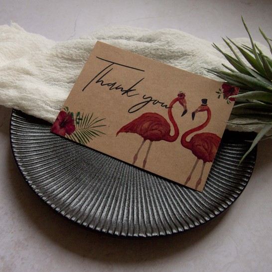 Ellie-and-Liv-Bespoke-wedding-stationery-flamingo-thank-you