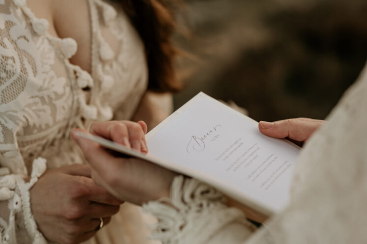 Printed Vow book with words. Plantable seeded paper vow book for elopement