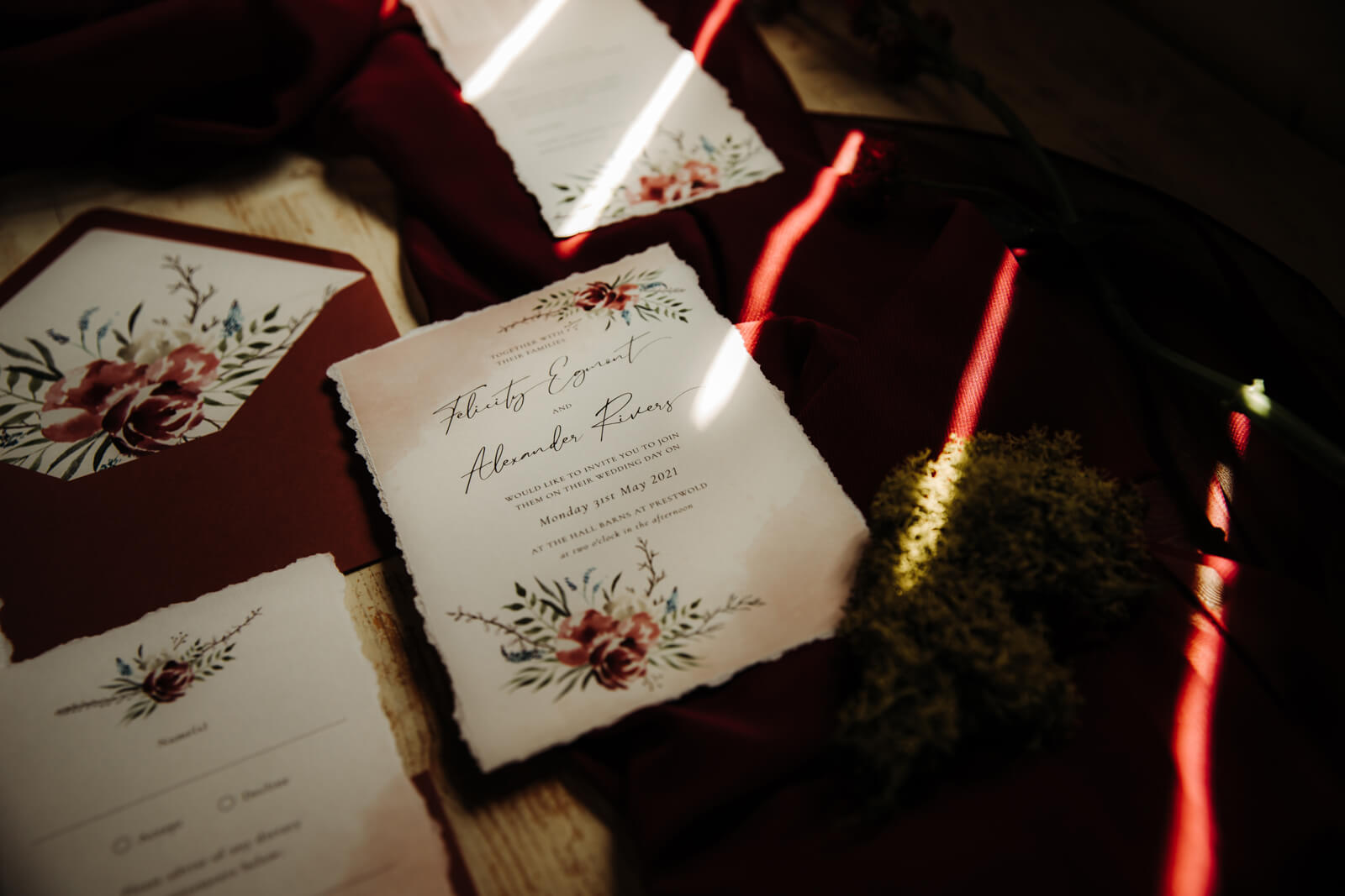 water colour hand-torn luxury eco-friendly wedding invites