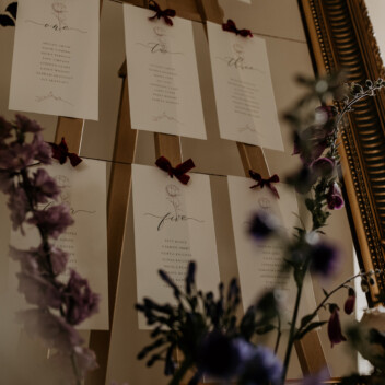 On the day hanging table plan in vintage gold frame