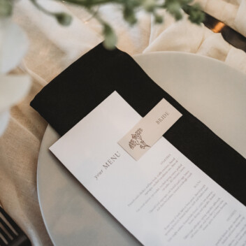 On the day wedding stationery individual menu card monotone minimal design