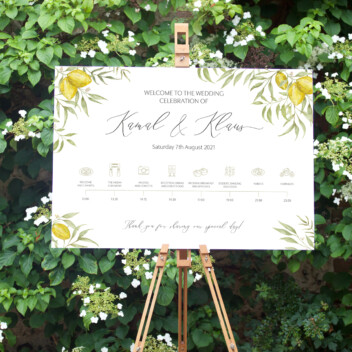 On the day wedding stationery order of the day board