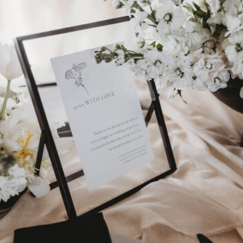 On the day wedding signage, minimal design