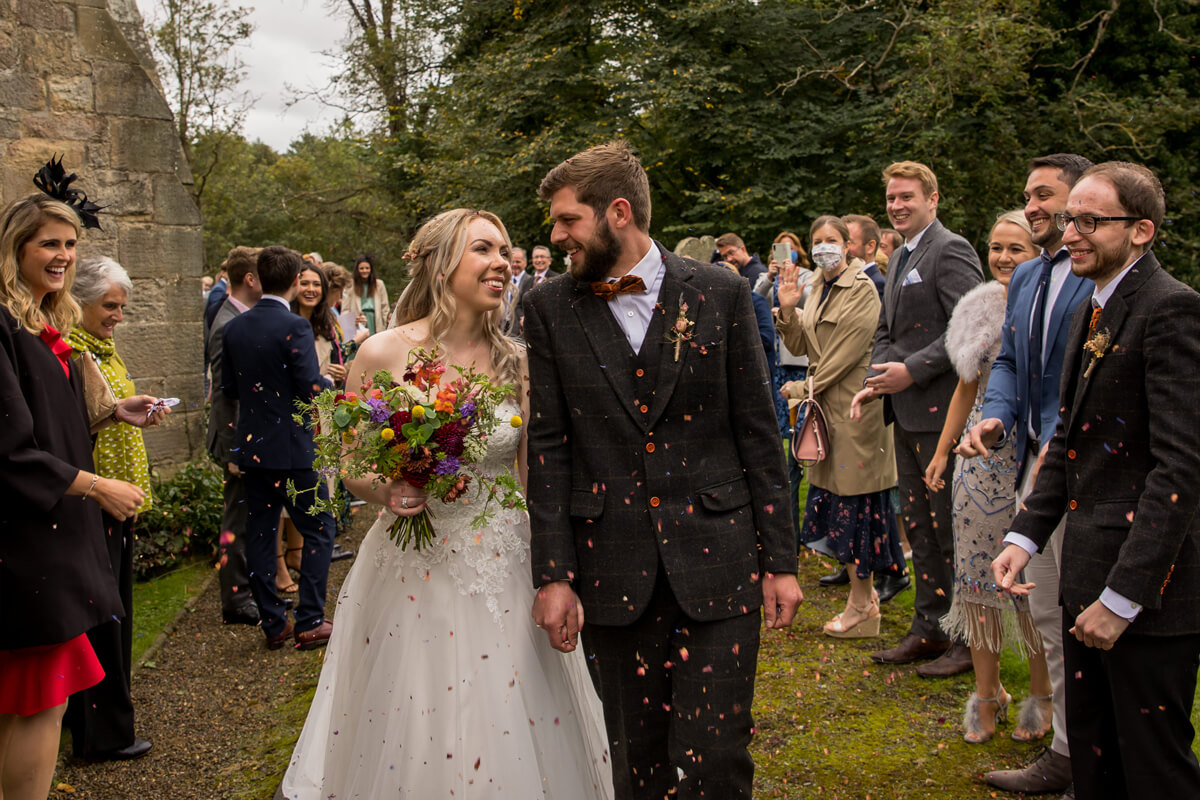 Wedding couple at church wedding