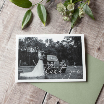 After your wedding thank you card. Photographic wedding card