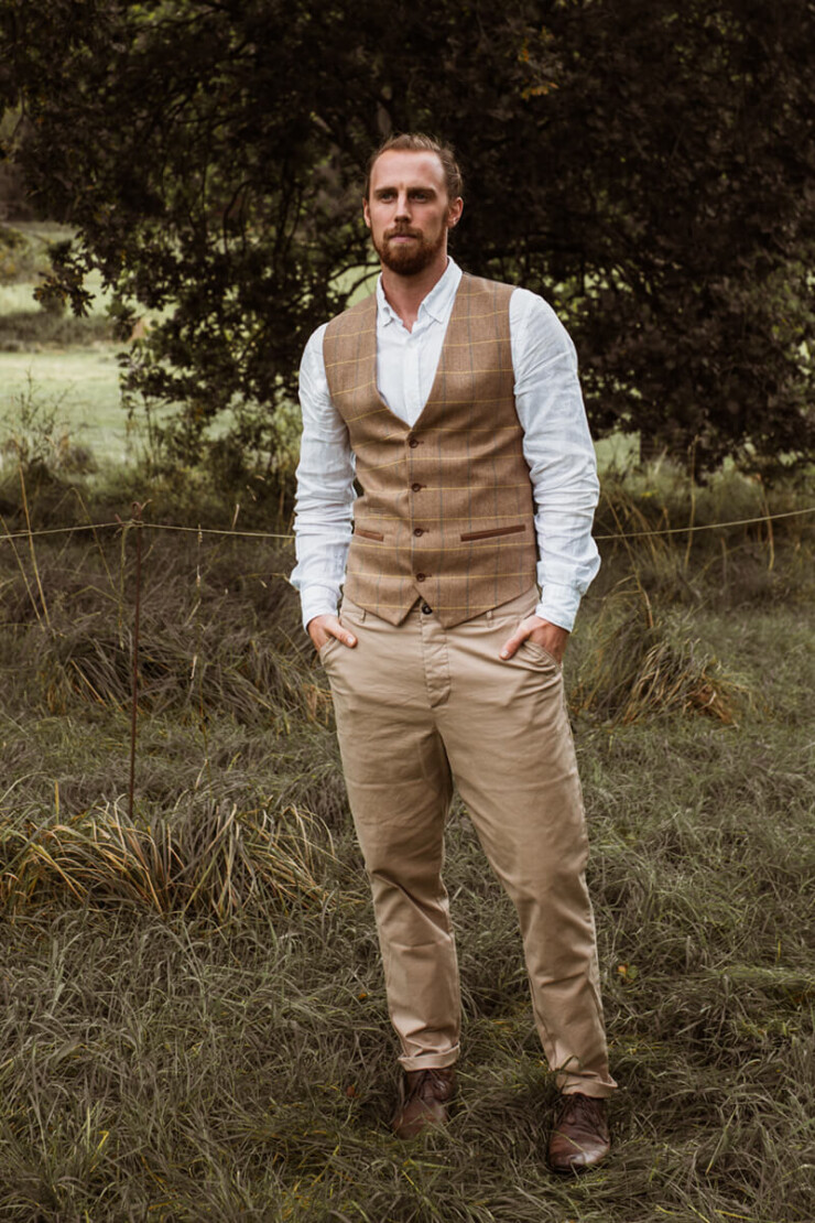 Groom in tweed waistcoat