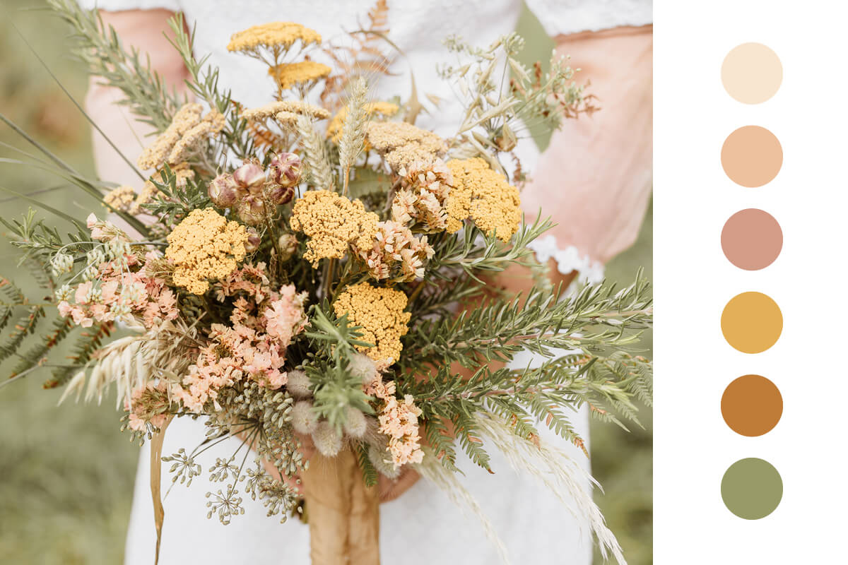 Yellow autumn wedding colour palette