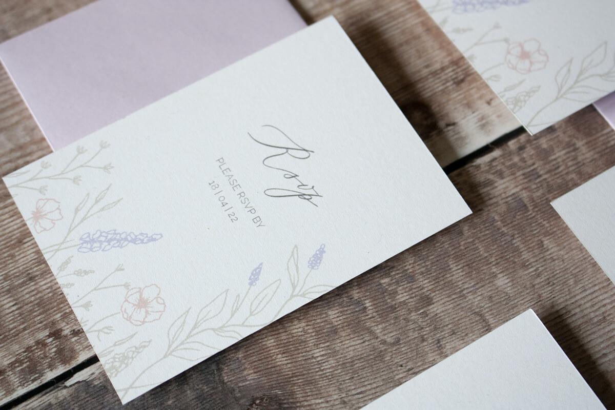 Floral secret cars rsvp card