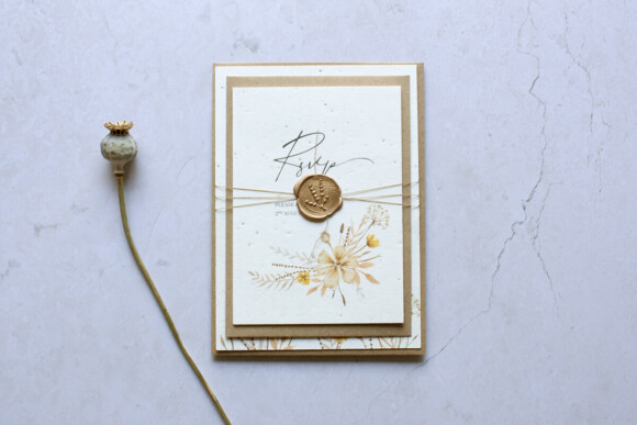 Rustic seeded paper autumn rsvp card