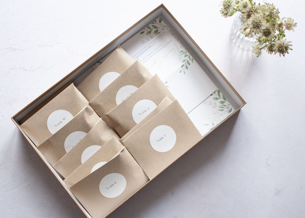 Eco friend packaging for wedding stationery
