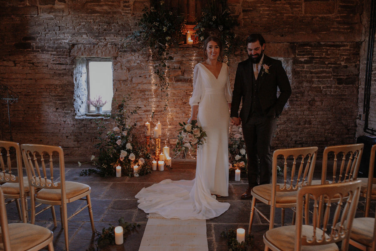 Bride and groom at Barlow Woodseats Hall