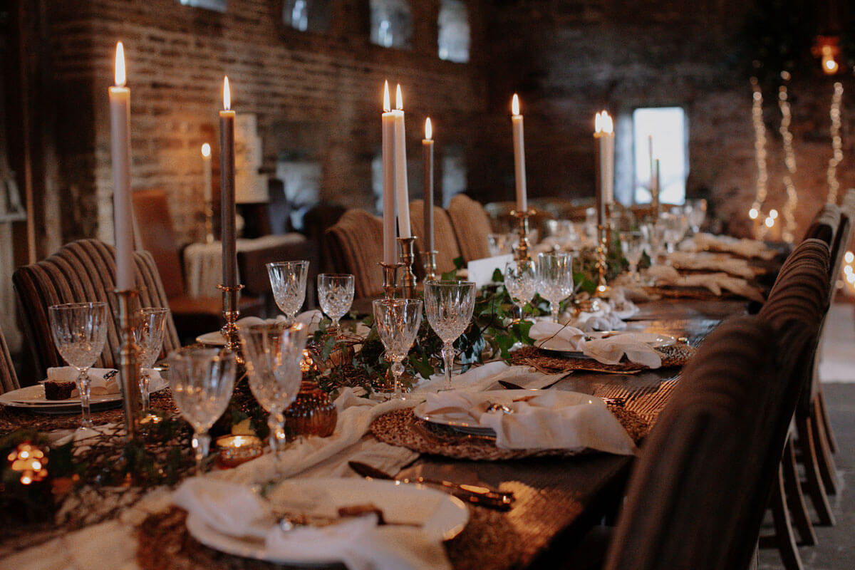 Cosy winter wedding tables cape by candle light
