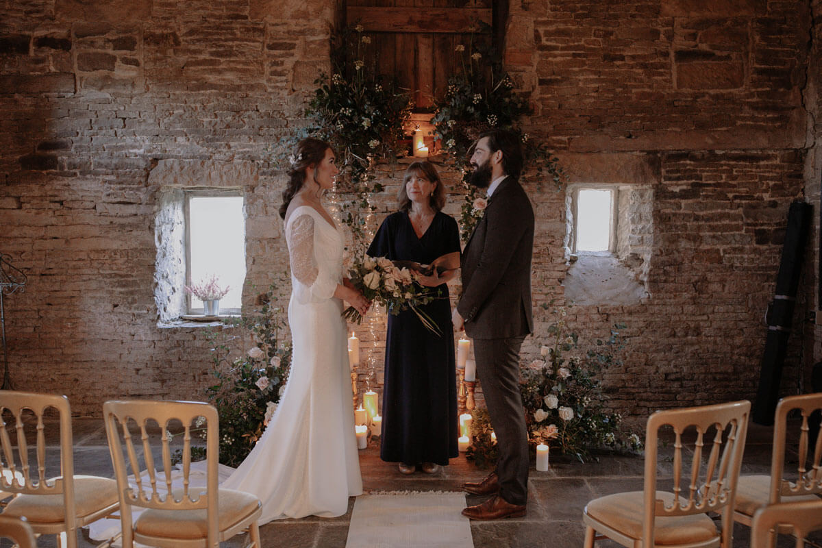 Wedding ceremony at Woodseats Hall with celebrant