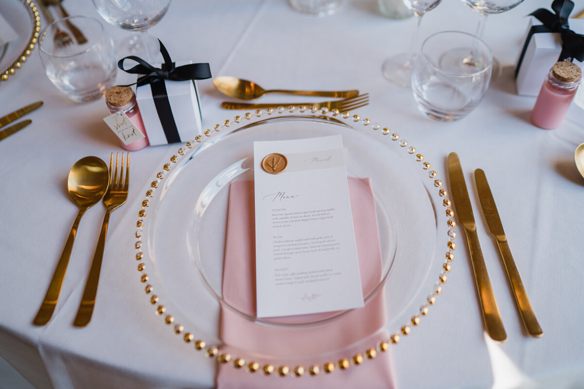 Personalised wedding menu at Dorfold Hall Wedding