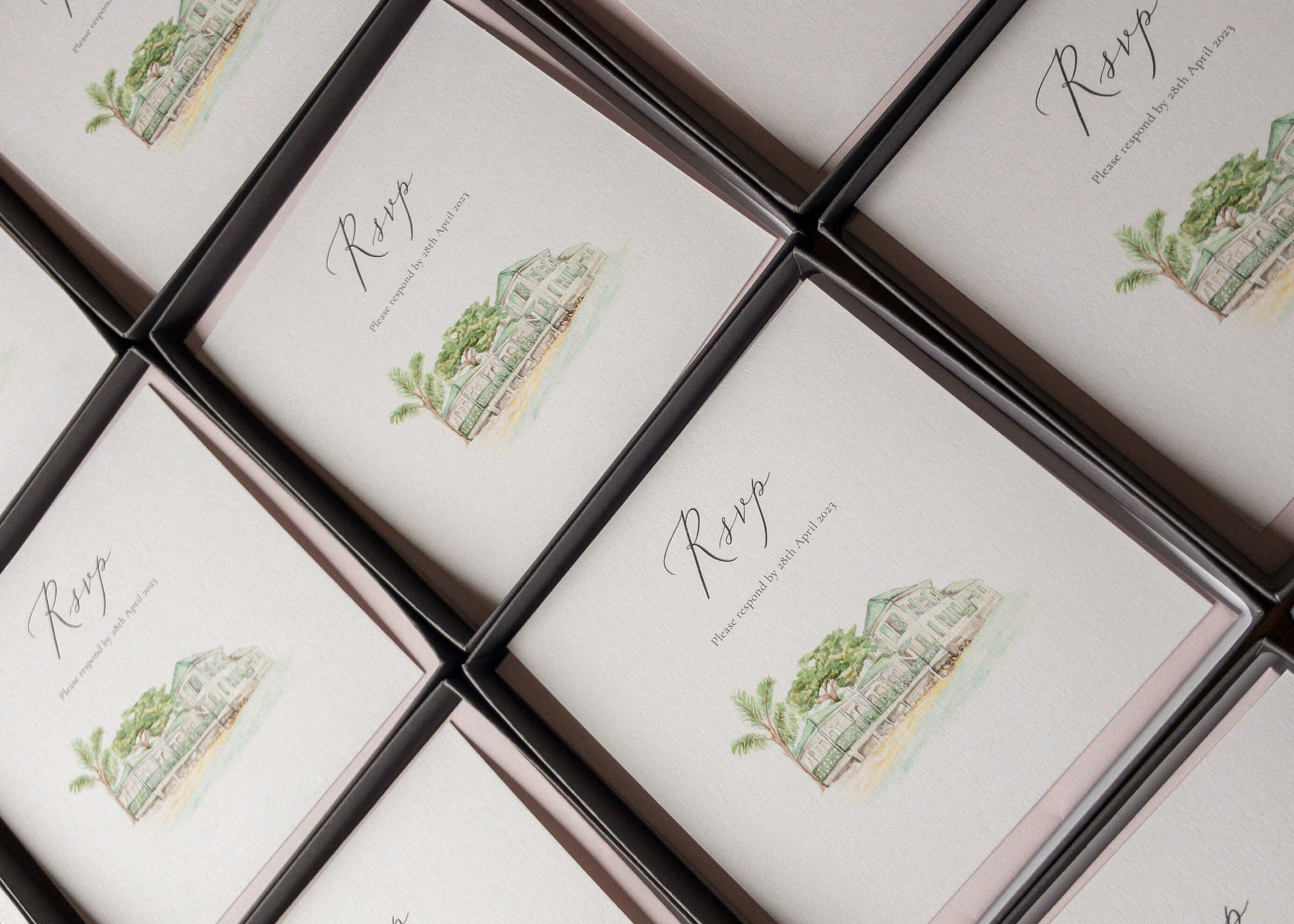 Bespoke wedding invitation. Luxury boxed wedding invitations