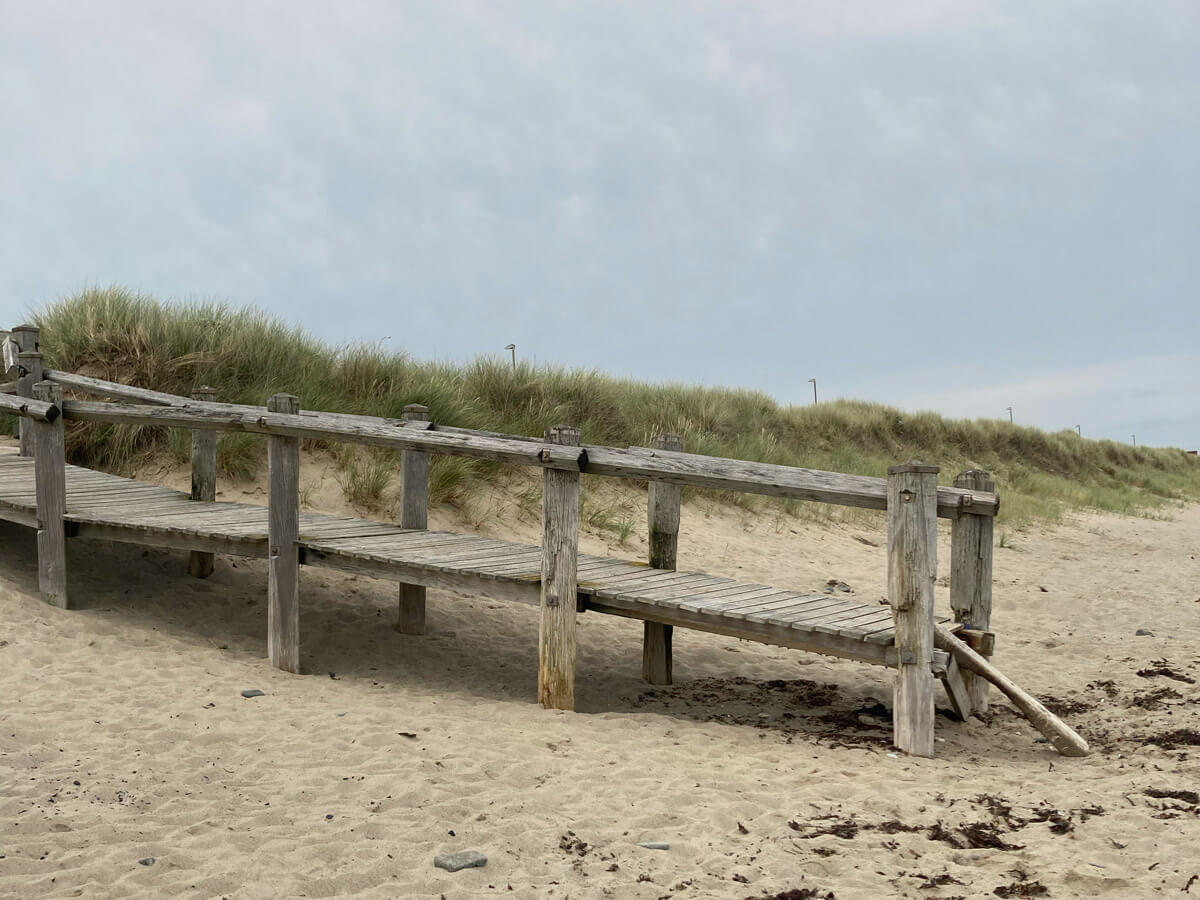 Wooden beach walk in North Wales