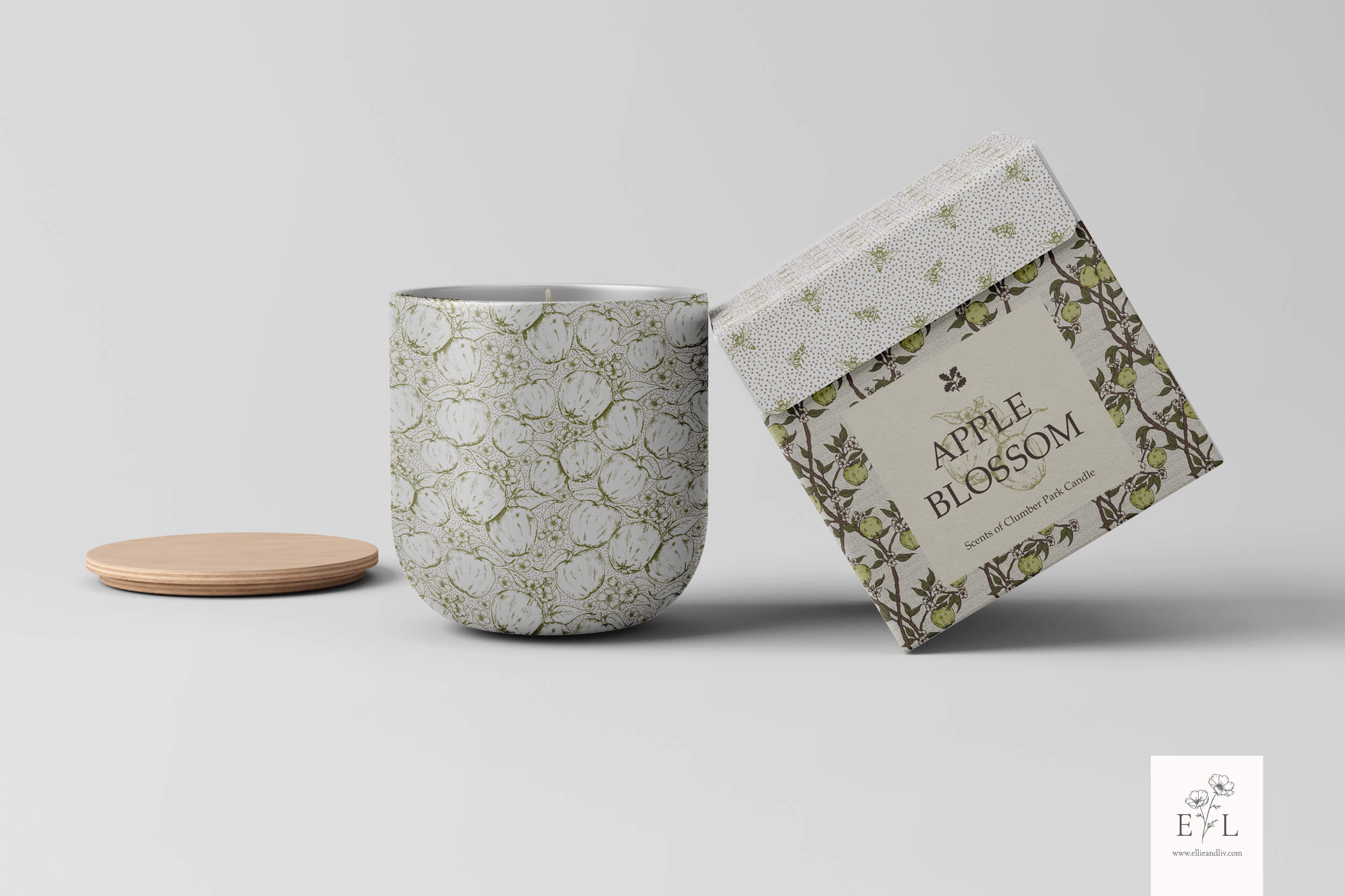 Candle mock up Clumber Park Surface Pattern collection