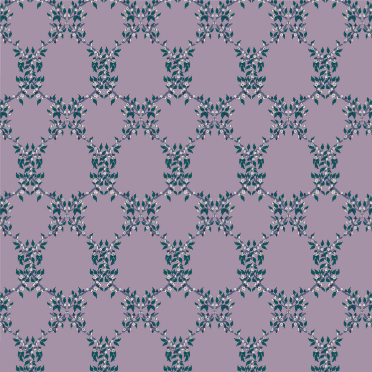 Blackberry blossom damask pattern in purple by Ellie and Liv