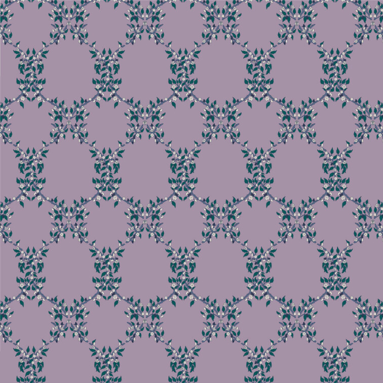 Blackberry blossom damask pattern in purple by Ellie and Liv