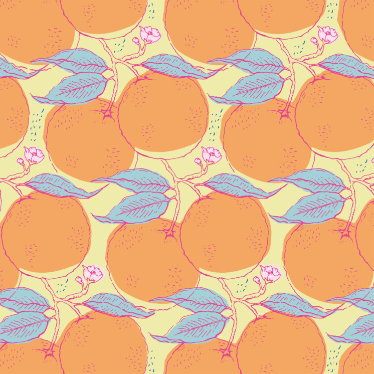 Orange pattern with blossom