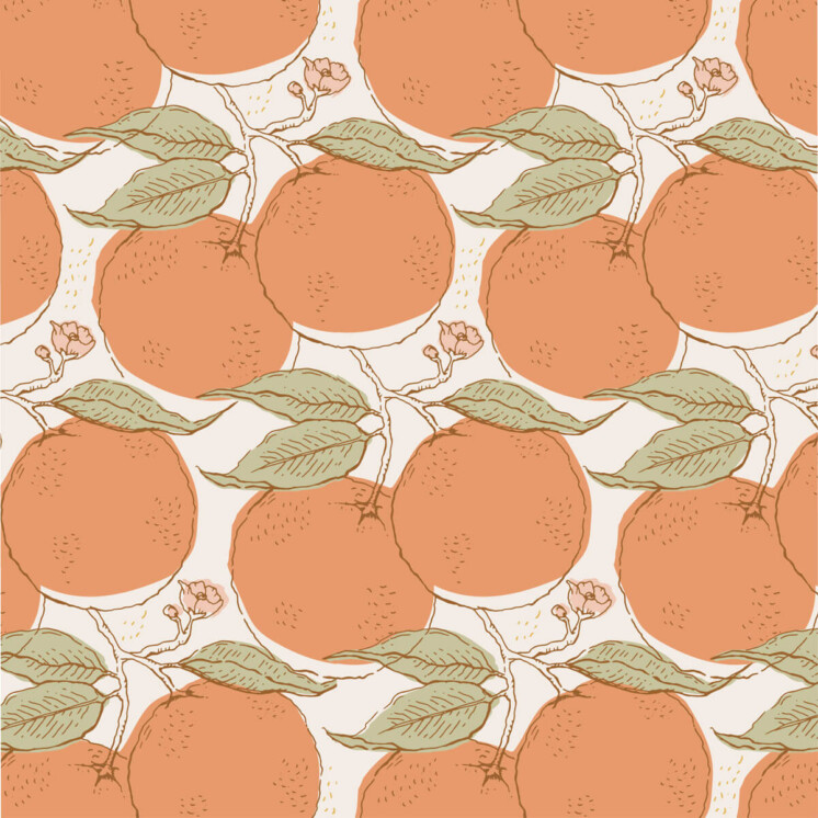 Natural tone orange blossom repeat pattern
