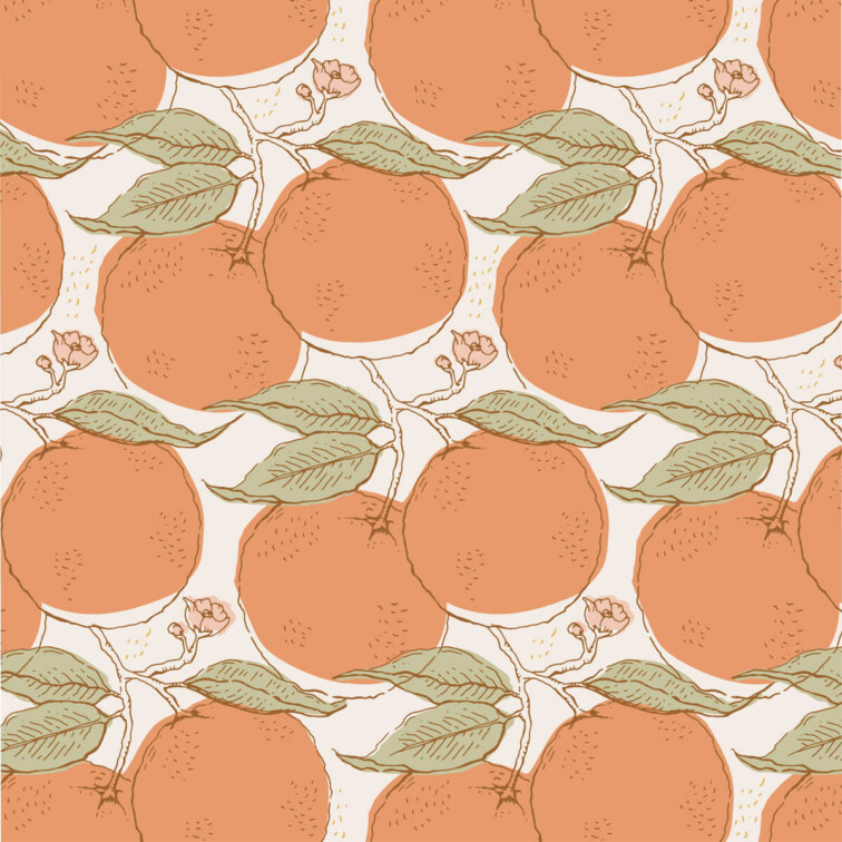 Natural tone orange blossom repeat pattern