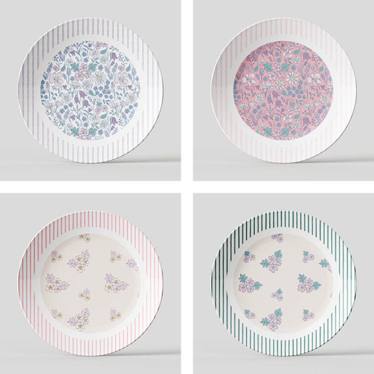 Ditsy Spring Pattern plates