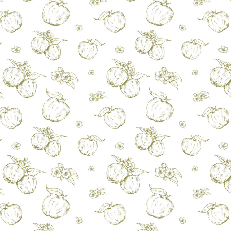 Green minimal simple botanical apple and blossom repeating pattern