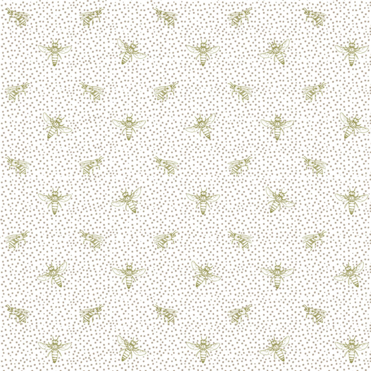 Botanical honey bee and dotted hive pattern. Country living style