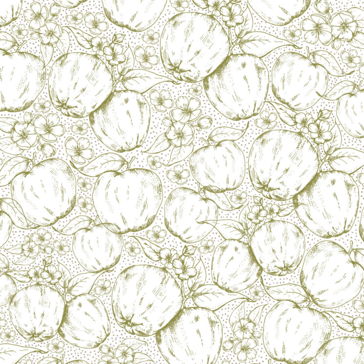 Botanical green apple repeating pattern