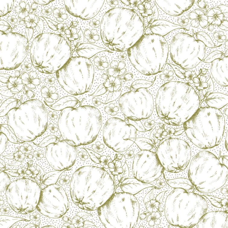 Botanical green apple repeating pattern