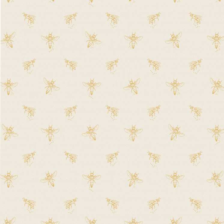 Honey bee, golden repeating pattern. Classic soft style.