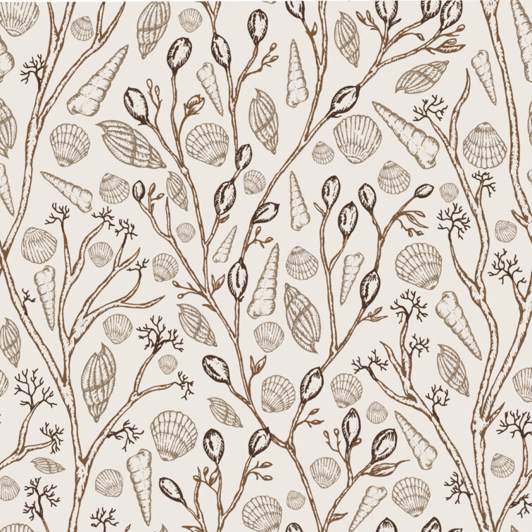 Beachcomber_Seashells-and-seaweed pattern neutrals