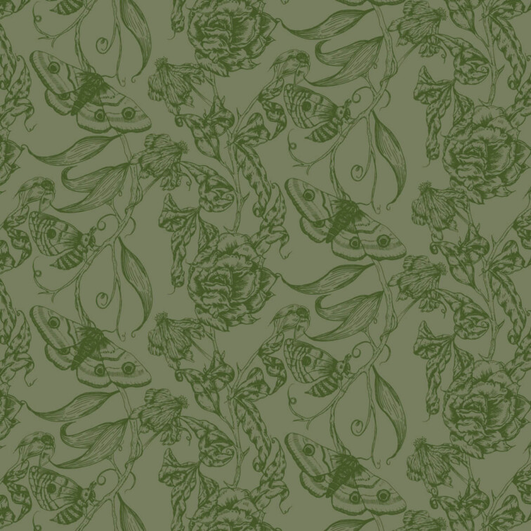 Ellie-and-Liv_Ethereal-Dusk_Moth-and-Flowers-Heritage-Green-Pattern